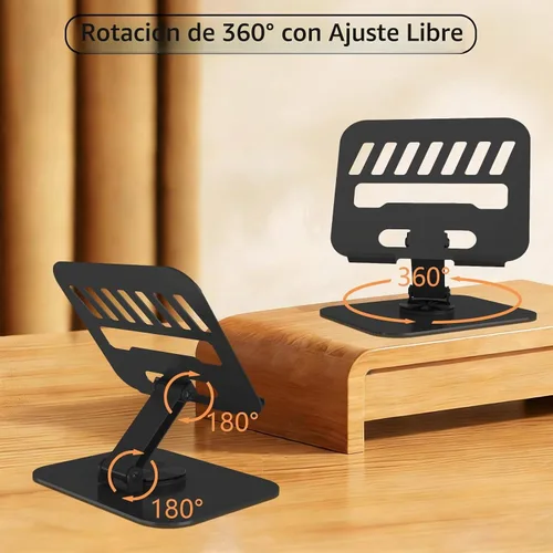 Vista 2 de Soporte de metal para tableta, soporte ajustable de rotación de 360° compatible con tabletas de 4 a 16 pulgadas como iPad Pro Air, iPad mini, Tab