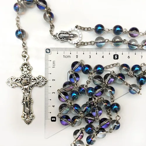 Vista 6 de Rosario Cuentas Chaplet Dazzle Cristal Artificial Rosery Cruz Regalos Católicos