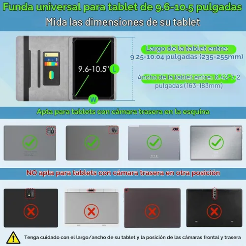 Vista 2 de DETUOSI Funda de piel sintética para tableta de 10,1 pulgadas con agujero Negro