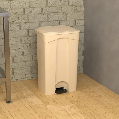 Vista 4 de Cubo de basura rectangular beige de 92 cuartos de galón / 23 galones, eliminación de manos libres, cubo de basura con pedal de pie