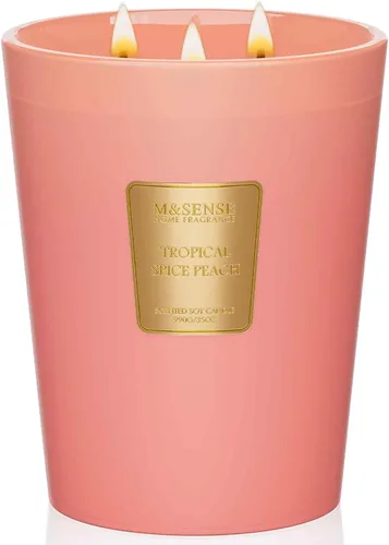 Vista 52 de M&SENSE - Vela de cera de soja natural aromática de 35 onzas, extragrande, 3 mechas, 150 horas, larga duración, combustión lenta, para decoración