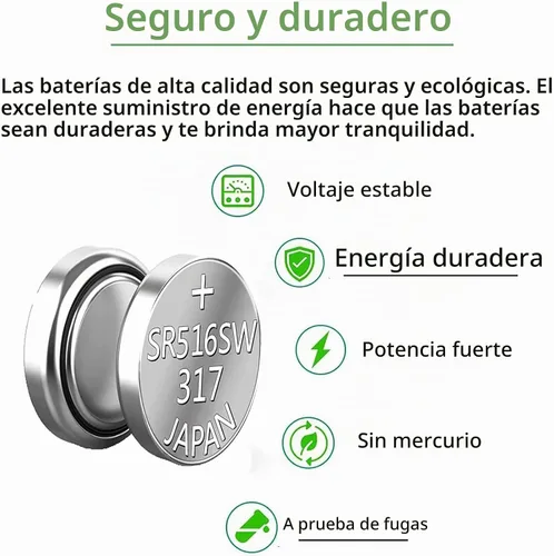 Vista 3 de SKOANBE SR516SW 317 1.5V botón moneda célula de plata reloj batería (10 paquetes)