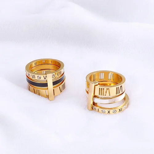 Vista 3 de Trendy Stainless Steel Rings For Women Girls Three Layers Roman Numerals Bridal Wedding Women Rings Fashion Jewelry Gift