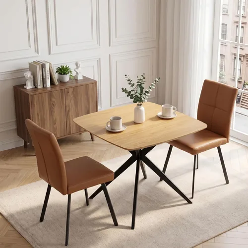 Vista 13 de HIPIHOM Oak Dining Table for Small Spaces, Solid Wood Kitchen Table for 2-4