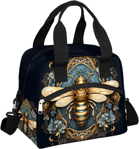 Vista 36 de Pardick Bolsa de almuerzo aislada con diseño de galaxia colorida para mujeres y hombres y adultos, con purpurina, grande, hielera, térmica A01