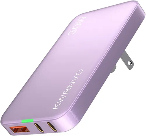 Vista 12 de Cargador de pared USB plano, 3 puertos ultra delgado cargador de pared rápido para Pixelbook, iPad Pro, iPhone 17/16/15/14 negro