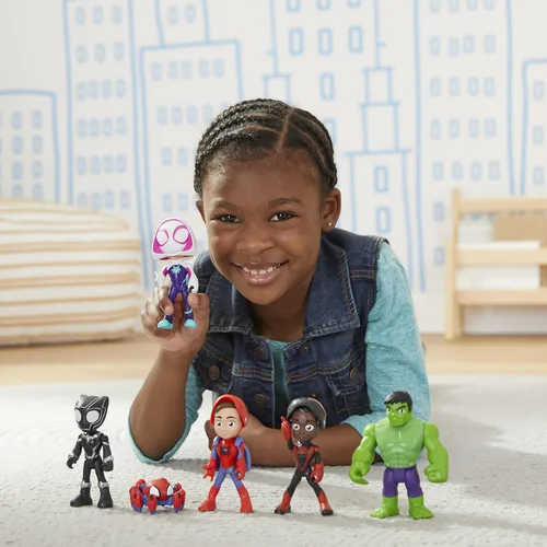 Vista 8 de Marvel Hasbro - Paquete de figuras de acción de Spidey y sus increíbles amigos, revelación de héroe, con función de máscara abatible, a escala de 4