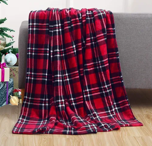 Vista 15 de Elegant Comfort - Manta de vellón muy suave y aterciopelada, con estampado navideño, a cuadros escoceses, de 50 x 60 pulgadas (búfalo negro)