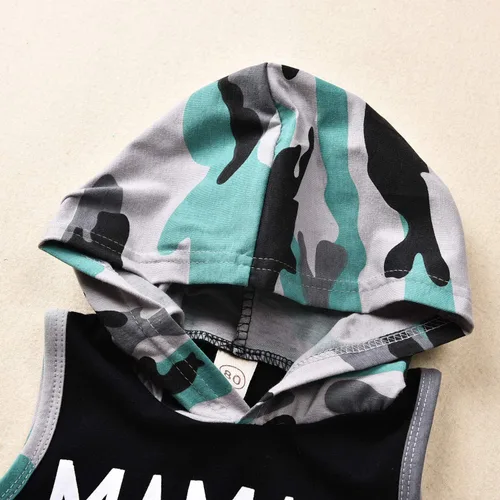 Vista 4 de Aalizzwell Sudaderas con capucha de camuflaje para niños y bebés, pantalones cortos harén