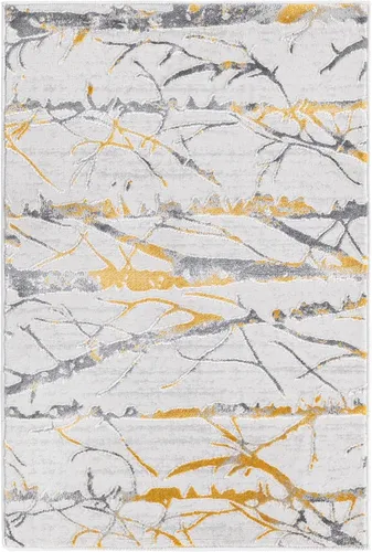 Vista 3 de Unique Loom Finsbury Collection - Alfombra rectangular de 2 x 3 pies, color amarillo y gris/ marfil