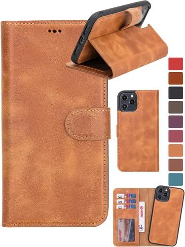 Vista 86 de HARDISTON Compatible con iPhone 7 Plus / 8 Plus Funda Cartera, Hecha a Mano de Cuero Genuino, Funda Magnética Desmontable con Tapa Abatible