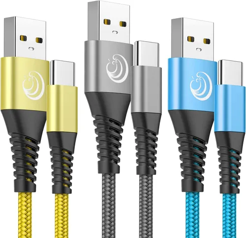 Vista 9 de Cable USB C de 3 pies, 3 unidades de carga rápida de nailon trenzado largo tipo C para Samsung Galaxy S24 S23 S22 S21 S10 S9 S8 A02s A03s A11 A12