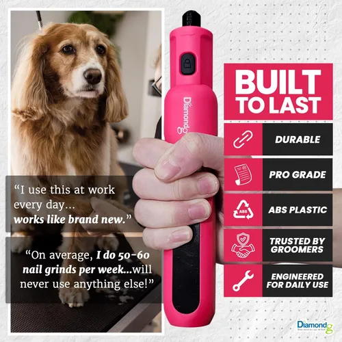 Vista 7 de Diamondg Micro - Molinillo de uñas para perros, sonido silencioso con luz Micro - Rosa