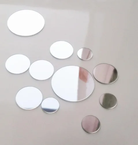 Vista 2 de MEYA 50 calcomanías de pared para espejo de varios tamaños, mini decoración de espejo acrílico redondo extraíble, calcomanía de espejo circular