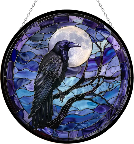 Vista 11 de Atrapasol de vidrio emplomado bohemio con diseño de árbol de la vida para 4 estaciones, colorido adorno de pared de ventana pintado a mano, regalo