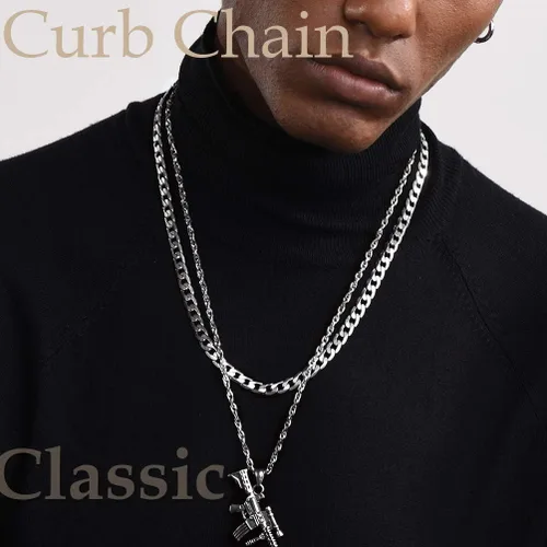 Vista 2 de ChainsPro Mens Sturdy Cuban Chain Necklace, 4569121315 MM Width, 14" 18" 20" 22" 24" 26" 28" 30" Length, Hip-Hop Cool Style, 316L Stainless Steel18K