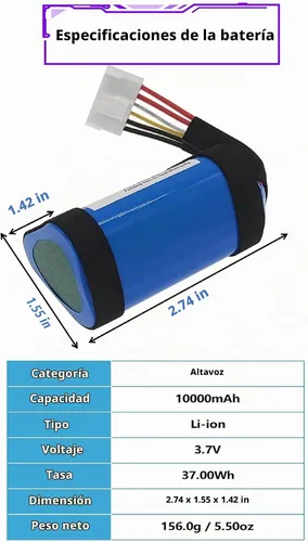 Vista 3 de Batería de repuesto de batería de carga de 10000 mAh 5 para altavoz inalámbrico Bluetooth Charge 5, se adapta a parte no GSP-1S3P-CH4A GSP-1S3P-CH40