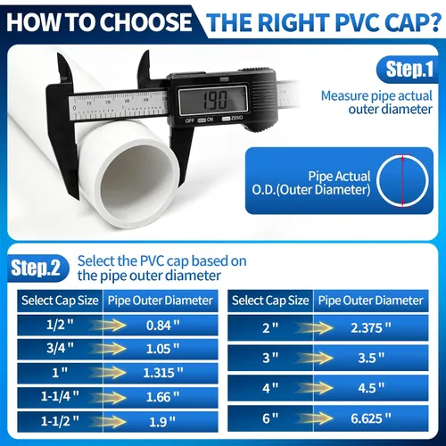 Vista 6 de Tapón de PVC blanco de 1-1/2 pulgadas para extremo de tubería, 10 piezas de conector de adaptador de rosca de PVC para tubería, conector de tapón