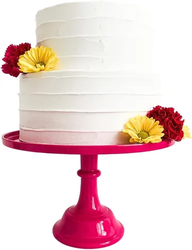 Vista 12 de Sprinkles & Confetti Soporte para pastel de melamina rosa bebé de 11 pulgadas, exhibición de postres reutilizable para el día de San Valentín, 4