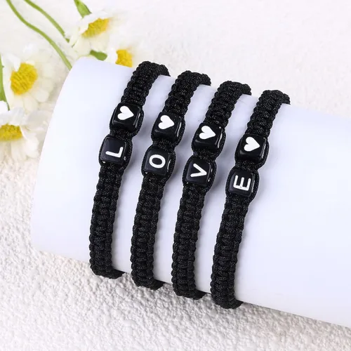 Vista 5 de Regalos para el día del padre, pulseras a juego para parejas, pulsera con letra inicial para hombres y mujeres, bonitos regalos de aniversario