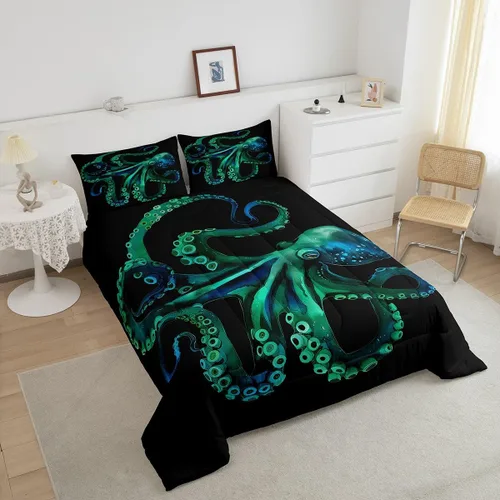 Vista 79 de Erosebridal Juego de edredón de hojas de cannabis, juego de ropa de cama de marihuana con estampado colorido de plantas, decoración bohemia de 2