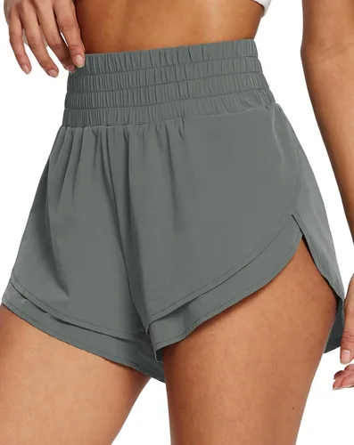 Vista 9 de baleaf Pantalones cortos de entrenamiento de 3 pulgadas para mujer, de cintura alta, atléticos, con forro, ligeros, de secado rápido A-Negro