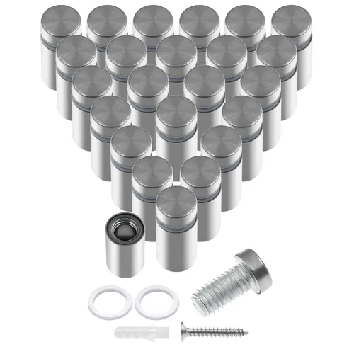 Vista 33 de Luomorgo 12 piezas tornillos separadores de acero inoxidable de 1" x 1", herrajes de montaje para letreros de pared, separadores de vidrio