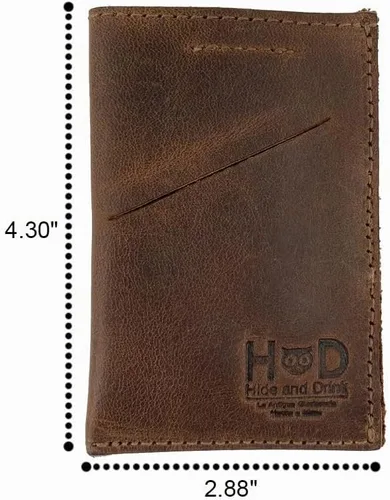 Vista 6 de Hide & Drink, Cartera de cuero suave y funda para tarjetas, hecha a mano, incluye 101 años de garantía (marrón borbon)