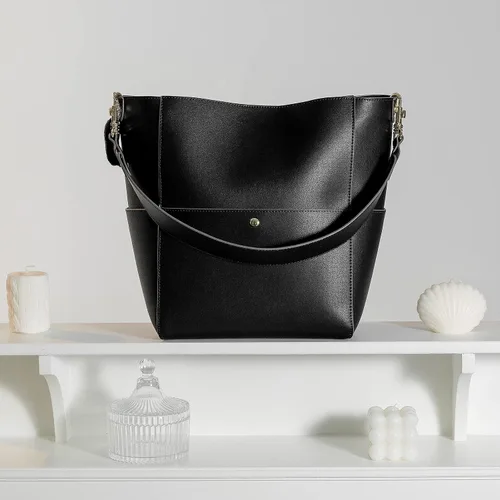 Vista 3 de Bolso de mano, bolsos Hobo para mujer, bolsos cruzados de cuero, bolso negro, bolsa de mensajero, bolsa de hombro para viajes