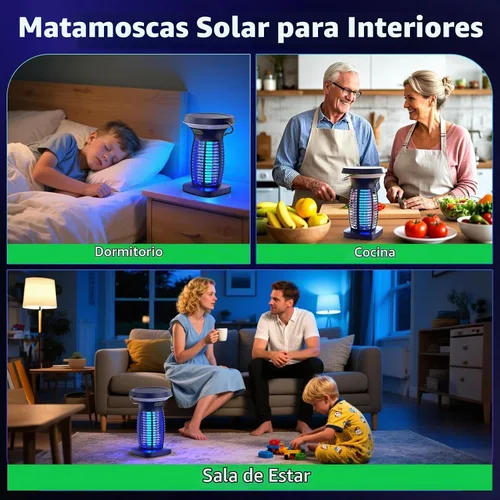 Vista 8 de OnBeam Solar Bug Zapper Outdoor, 4200V Electric Mosquito Killer for Patio Azul profundo