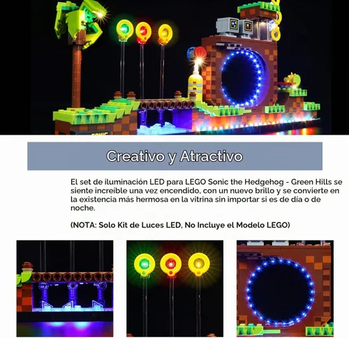 Vista 3 de Kit de iluminación LED BrickBling para Lego Sonic Green Hill Zone (SIN Modelo), Compatible con el set de juego 21331, juego de luces creativas DIY