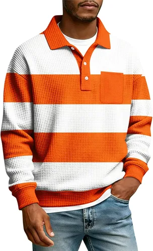 Vista 5 de Camisas de manga larga con botones a cuadros para hombre, con cuello de manga larga, estilo casual, elegante, a cuadros
