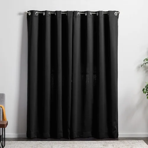 Vista 2 de Linenspa Juego de 2 paneles de cortinas opacas 85% - Cortinas negras de 84 pulgadas de largo, aislamiento térmico, reducción de ruido, esenciales