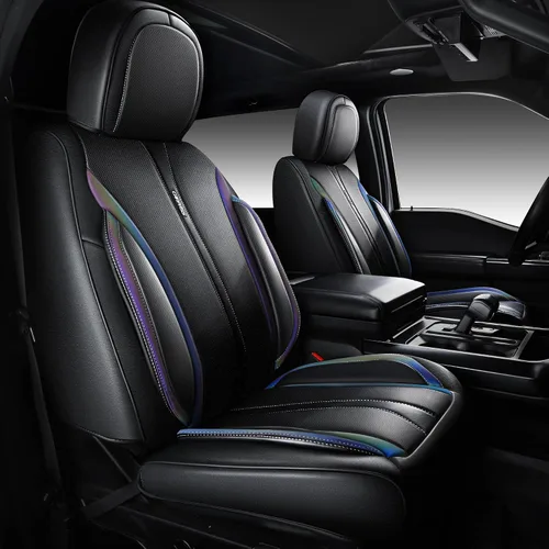 Vista 16 de CAR PASS Fundas de cuero beige para asiento de automóvil, juego completo de fundas de asiento automotriz transpirables e impermeables, cojín