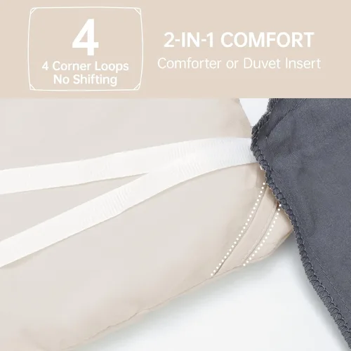 Vista 6 de MUXHOMO Juego de edredón beige tamaño individual/individual XL, ropa de cama alternativa ultrasuave para todas las estaciones. El juego de cama