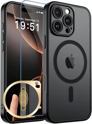Vista 118 de zapica Funda magnética para iPhone Air, con protector de pantalla de vidrio templado, compatible con MagSafe, translúcida mate, a prueba de golpes