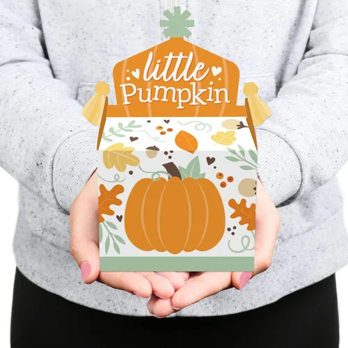 Vista 7 de Big Dot of Happiness Little Pumpkin - Caja de golosinas para fiestas – Fiesta de cumpleaños de otoño o baby shower – Juego de 12