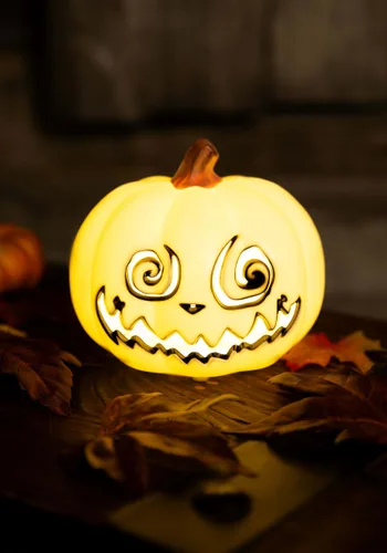 Vista 3 de Decoración de Calabaza Jack O' Lantern Giratoria Iluminada de 5 Pulgadas Multicolor