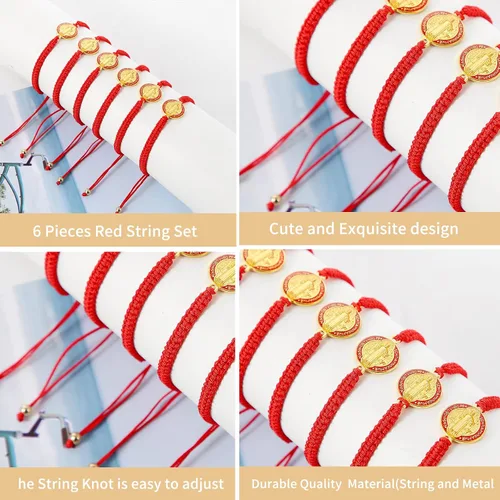 Vista 4 de 612 pulseras de la Virgen María San Benito San Juda rosario hechas a mano nudo rojo pulsera de la suerte para hombres o mujeres como regalo y se