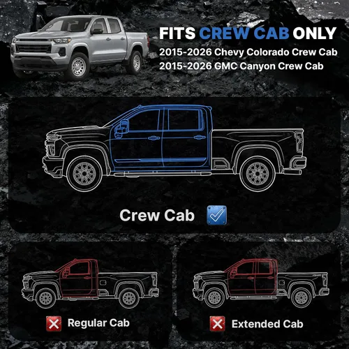 Vista 2 de OEDRO Estribos aptos para Chevy Colorado 15-26 y GMC Canyon Crew Cab