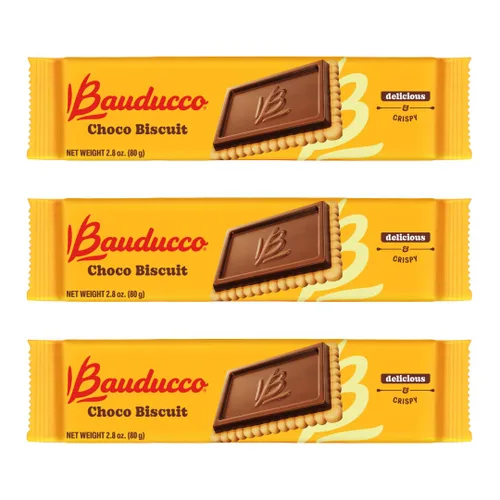 Vista 13 de Bauducco Galletas Choco Biscuit – Galletas crujientes cubiertas de chocolate, envueltas individualmente para aperitivos, postres y loncheras, 25.3