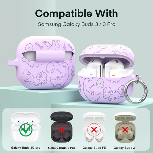 Vista 2 de Maxjoy Funda compatible con Samsung Galaxy Buds 3 Pro / Galaxy Buds 3 (2024), funda protectora de silicona grabada para Galaxy Bud 3 para mujeres