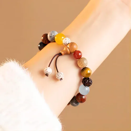 Vista 4 de 19 Seeds Multi Treasures Bodhi Luck Bracelet Handmade Colorful Beaded Bracelets for Meditation and Yoga Practices - Gifts for Women Men Boys Girls
