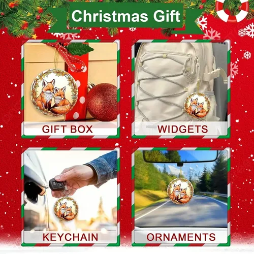 Vista 7 de Adorno de Navidad de zorro, árbol de Navidad de la familia de zorros, adornos de zorros de Navidad 2025, decoraciones colgantes de árbol, regalos