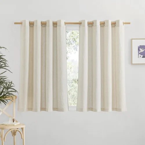 Vista 58 de NICETOWN - Cortinas de lino angora para ventana de cocina sobre el fregadero, con ojales, lino grueso angora, tratamientos cortos para ventanas