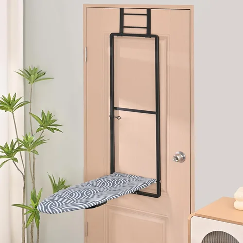 Vista 6 de KINGBOARD Tabla de planchar para colgar sobre la puerta, tabla de planchar colgante con soporte para plancha, 36" x 12" tabla de planchar compacta