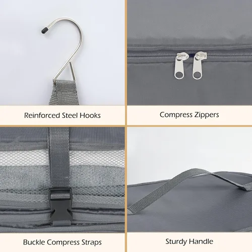 Vista 6 de Surblue Estantes colgantes, bolsa de almacenamiento de viaje, cubo de embalaje de compresión para maleta plegable con capa de extensión de gran