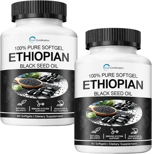 Vista 8 de Cápsulas de aceite de semilla negra etíope 4.64% timoquinona, orgánico, 60