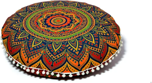 Vista 20 de CRAFT KALA - Funda de cojín redonda de 22" con mandala bohemio para meditación, para sala, asientos, pufs, para sala de estar, sala de yoga, hogar