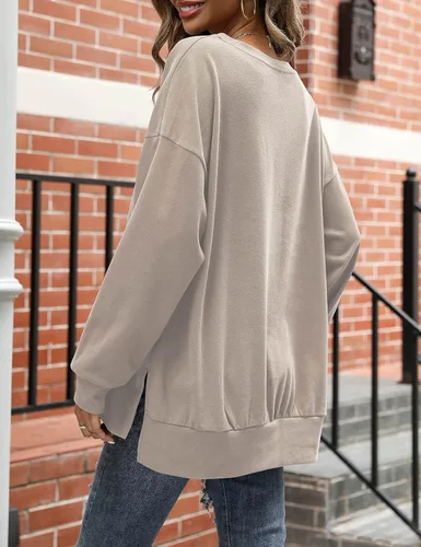 Vista 3 de Florboom Camisas de otoño para mujer, blusas de manga larga, holgadas, casuales, sin botones